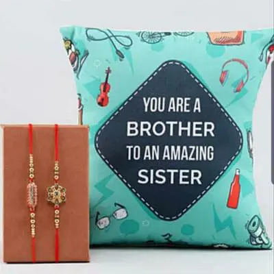 Set of Rakhi with Personalized Cushion