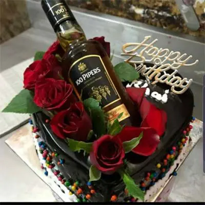 Chocolate Truffle Cake with Bottle