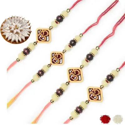 Set of 4 Om Rakhi with Burfi