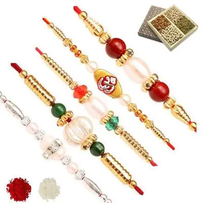 Set of 5 Stone Rakhi with Dry Fruits