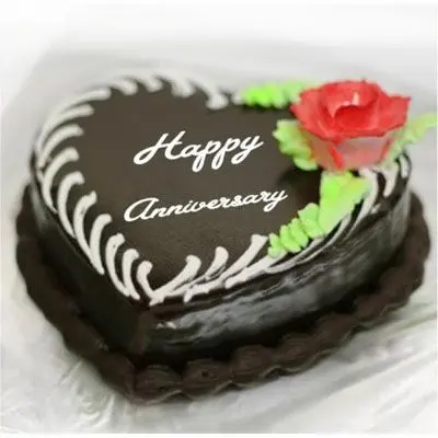Heart Shape Anniversary Chocolate Cake