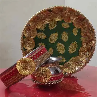 Karwa Chauth Pooja Thali Green