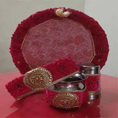 Karwa Chauth Puja Thali Red