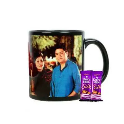 Valentine Black Photo Mug with Silk