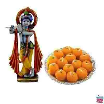 Krishna With Motichoor Laddu