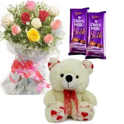 Mixed Roses, Teddy & Chocolate