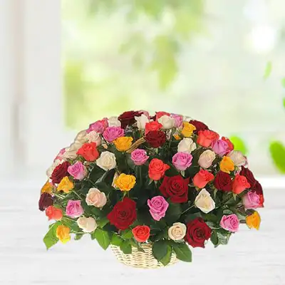 200 Mixed Roses Basket