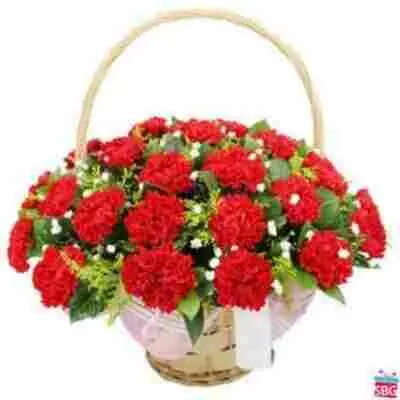 Red Carnations Basket