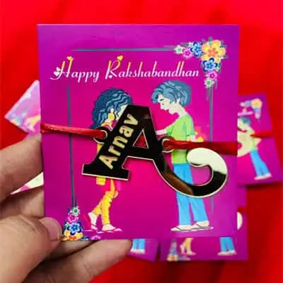 Personalized Golden Acrylic Rakhi