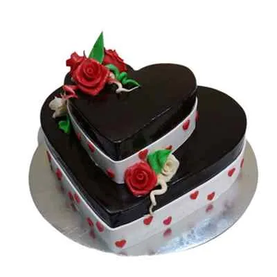 2 Tier Rose & Chocolate Cake
