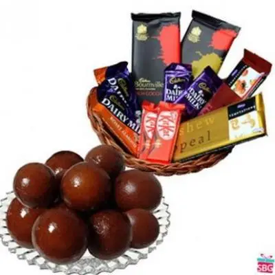 Gulab Jamun With Chocolate Basket