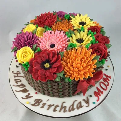 Basket of Flowers Cake