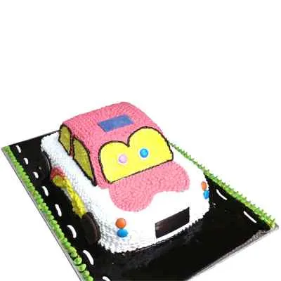 Fresh Cream Car Cake 