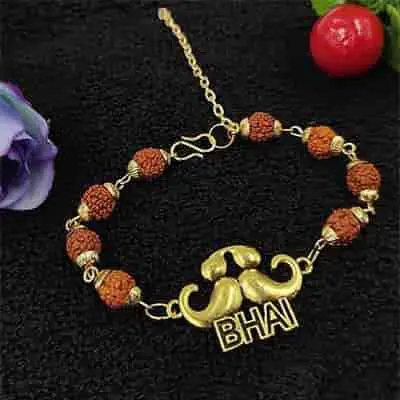 Gold Plated Rudraksha Rakhi 