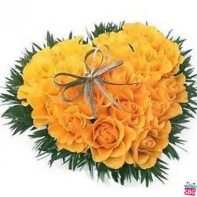 Yellow Roses Heart Arrangement