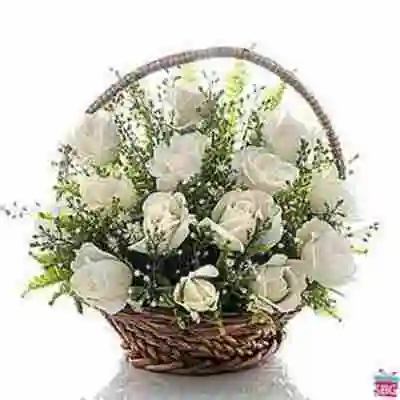 White Roses Basket