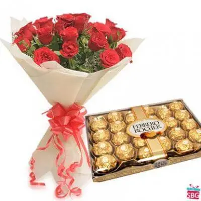 Ferrero Rocher With Red Roses