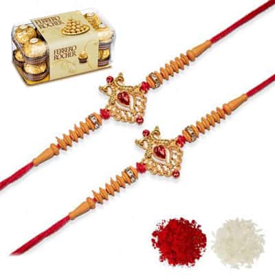 Desinger Rakhi Set of 2 with Ferrero