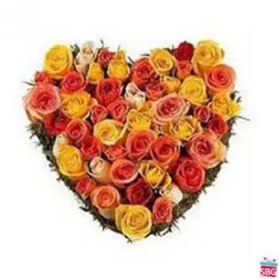 Mixed Roses Heart Arrangement