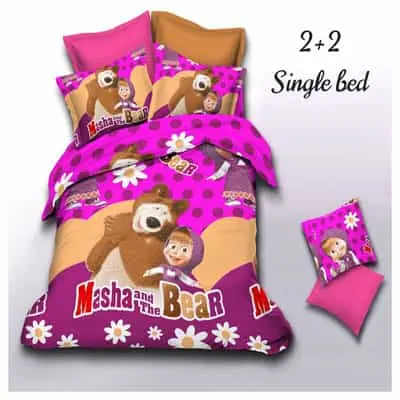 Masha & Bear Printed Bedsheet