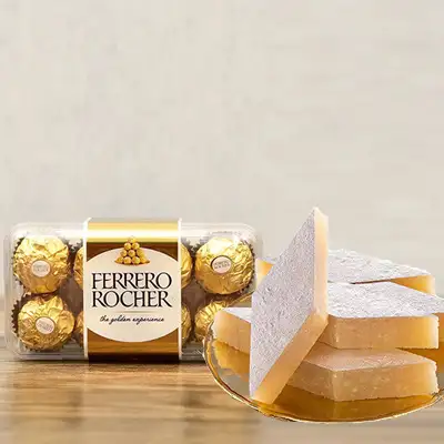 Kaju Burfi With Ferrero Rocher