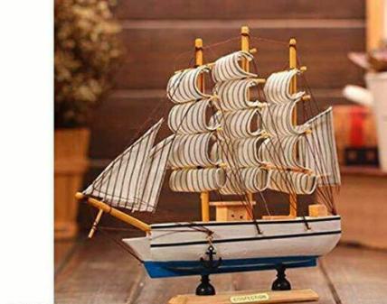 DruArts Handmade Wooden Sailing Ship Nautical Showpiece
