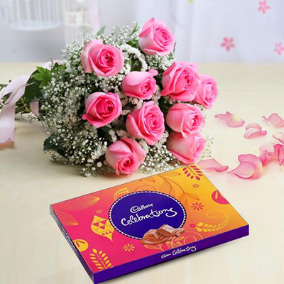 Pink Roses & Cadbury Celebrations