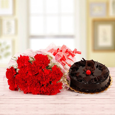 Red Carnations & Chocolate Cake