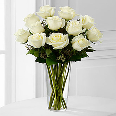 White Roses Vase