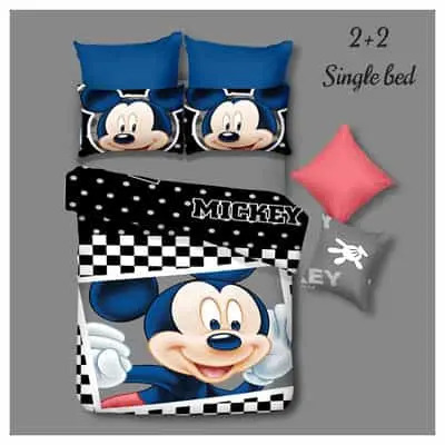 Micky Printed Black Bedsheet