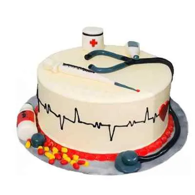 Designer Doctor Themed Vanilla Cake