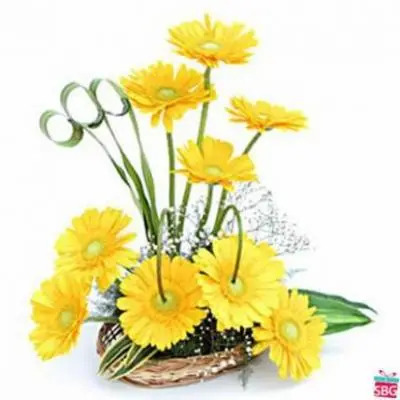 Yellow Gerbera Basket