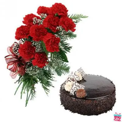 Red Carnations & Chocolate Cake