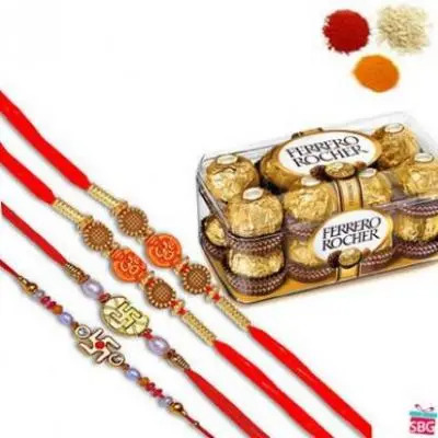 4 Rakhi With Ferrero Rocher