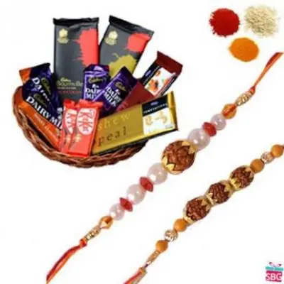 Rakhi With Basket Of Chocolate