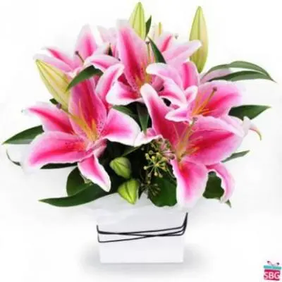 Pink Lilies basket