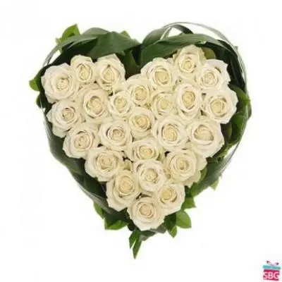 White Roses Heart Arrangement