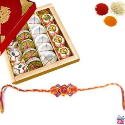 Rakhi With Assorted Khoya Sweet