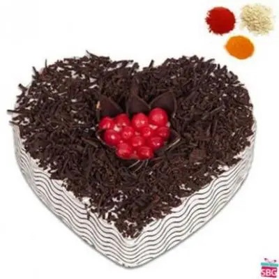 Heart Shape Black Forest Cake With Rolli Tikka