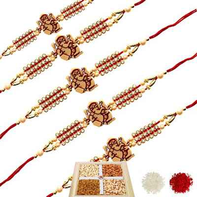 Dry Fruits with 5 Designer Rakhis