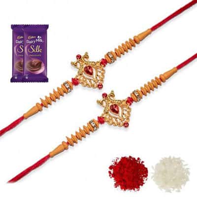 Desinger Rakhi Set of 2 with Silk