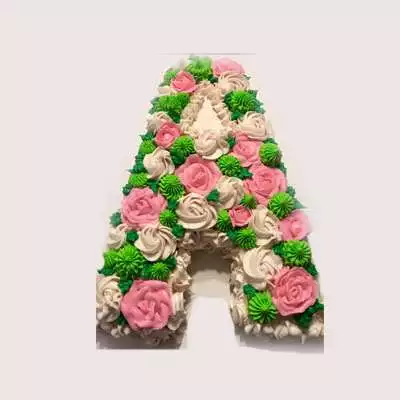 A Shape Strawberry Floral Cake