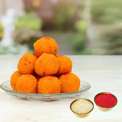 Motichoor Laddu With Rolli Tikka