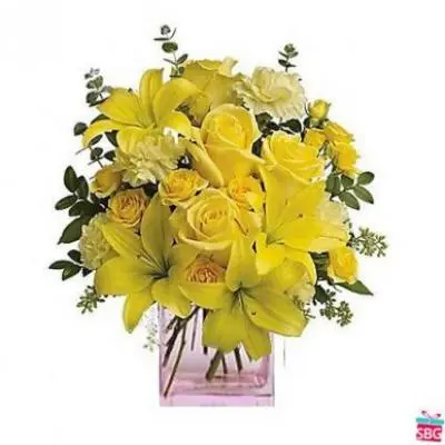 Yellow Mix Flower Vase