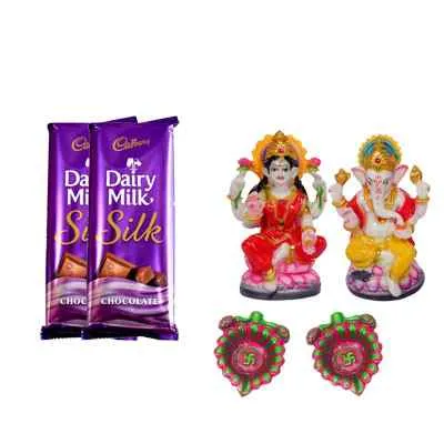 Silk with Idols & Diya