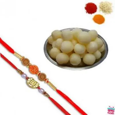 2 Rakhi Set With Rasgulla