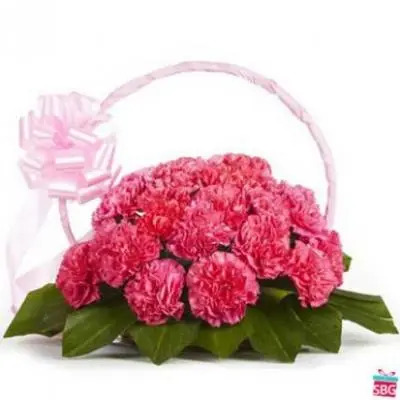 Pink Carnation Basket