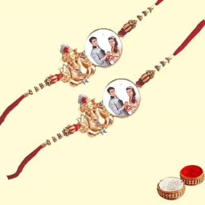 Personalised Ganesha Rakhi Set