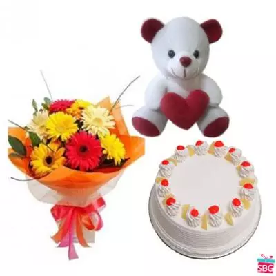 Gerbera, Teddy, Cake