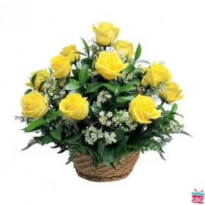 Yellow Roses Basket